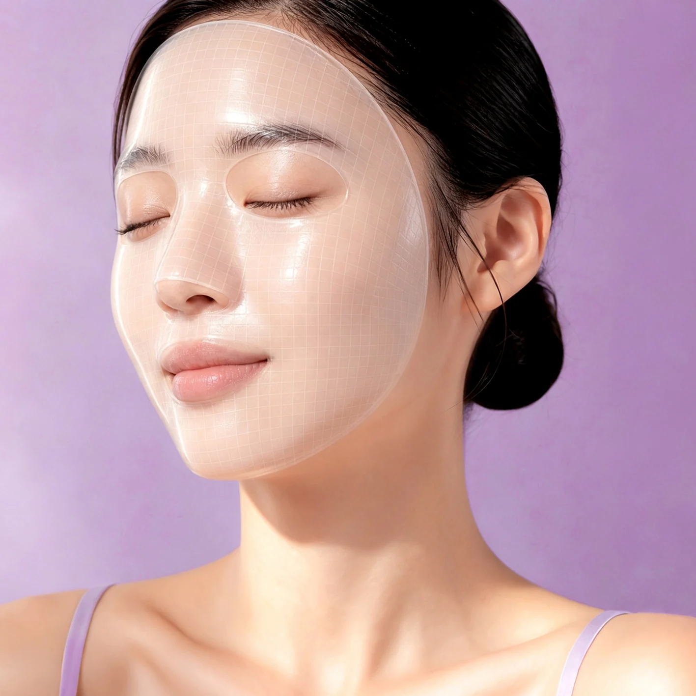 얼굴 굴곡에 섬세하게 밀착된 메쉬 젤 마스크